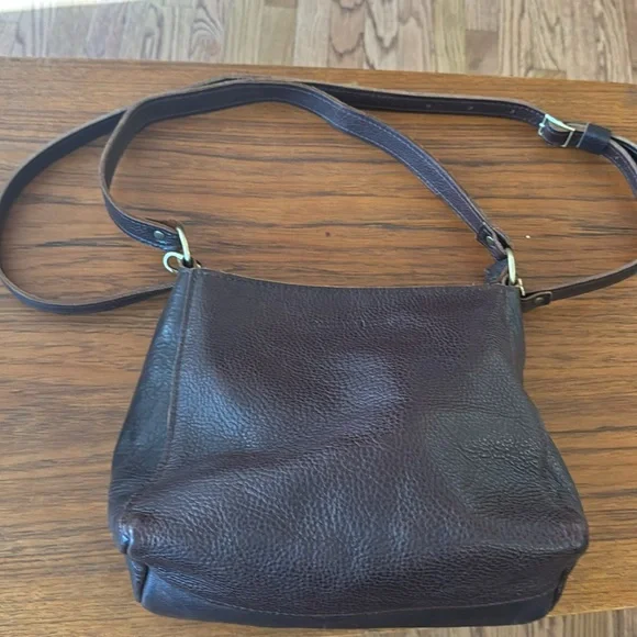Portland Leather Goods Triangle Bag with matching crossbody strap, Cold Brew EUC - Picture 2 of 9
